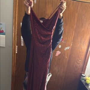 Emerald Sundae Burgundy Glitter Maxi Dress